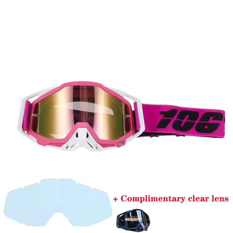 Motorcycle glasses MTB off-road goggles replacement lens single layer glasses bag