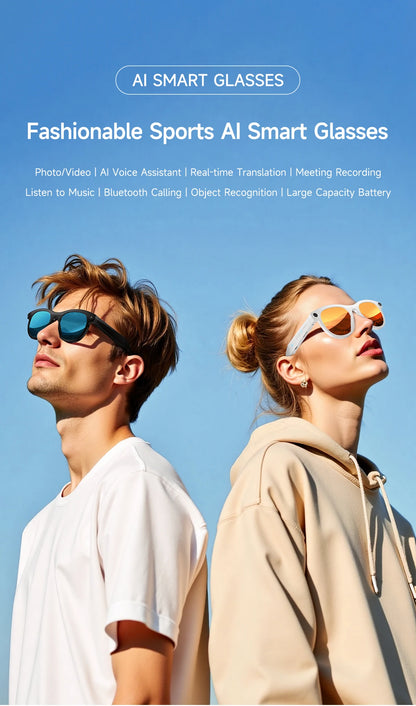 2026 Smart Glasses New Camera Photo Video Record AI Translation Bluetooth Touch Control Music Headphone Waterproof Smart Glasses