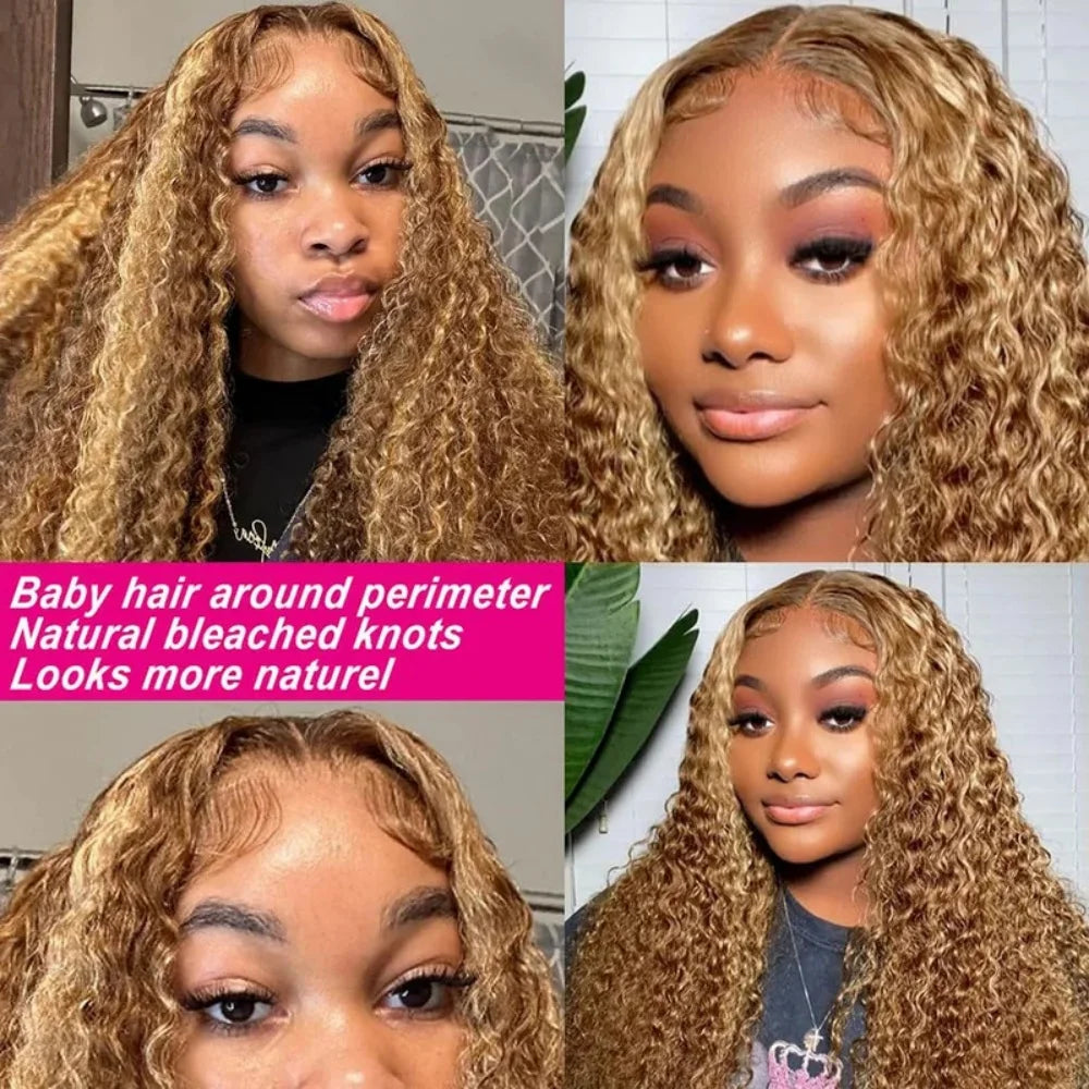 360 4/27 Full Lace Wig Human Hair Invisible Strap 250 Density Deep Wave HD Lace Frontal Wig Human Hair Pre Cut Curly 360 Wigs