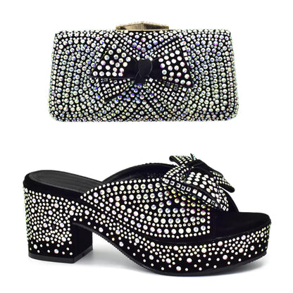 New Arrival Shoes and Bags Set for Women 2025 Women Shoe and Bag Set Decorated with Rhinestone Elegant Woman Heeled Pumps