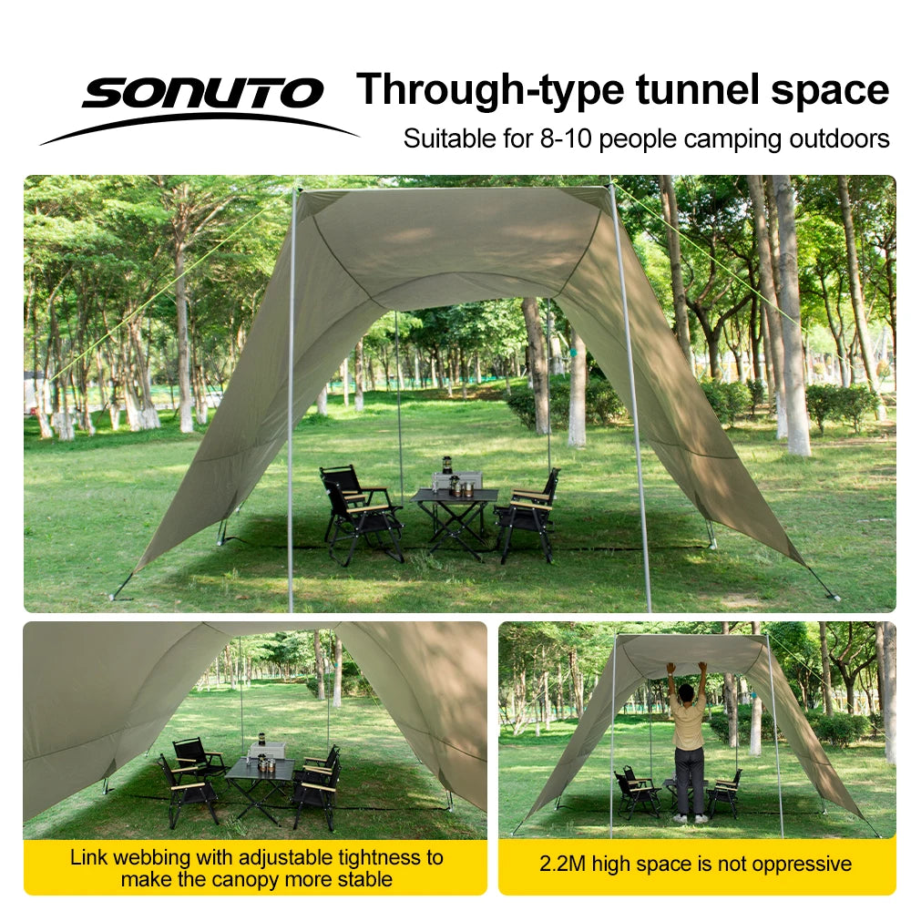 Car Awning Tent 210D Waterproof Windproof UV Sun Shelter Anti-Mosquito Beach Camping Tent Portable for Outdoor