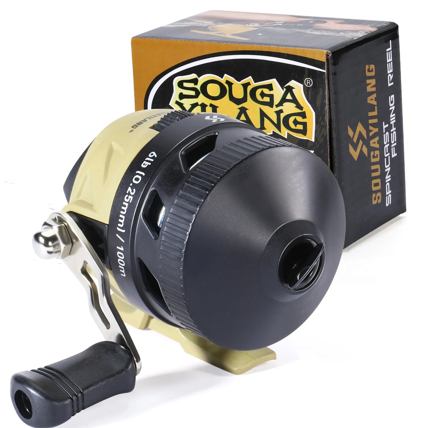 Sougayilang Casting Fishing Reel 3.4 Gear Ratio High Speed Aluminum Alloy Spool Reel with Nylon Fishing Line Freshwater Pesca