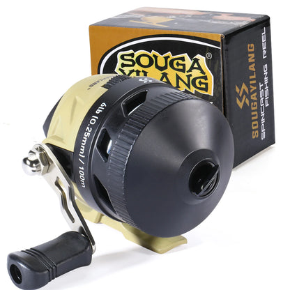 Sougayilang Casting Fishing Reel 3.4 Gear Ratio High Speed Aluminum Alloy Spool Reel with Nylon Fishing Line Freshwater Pesca