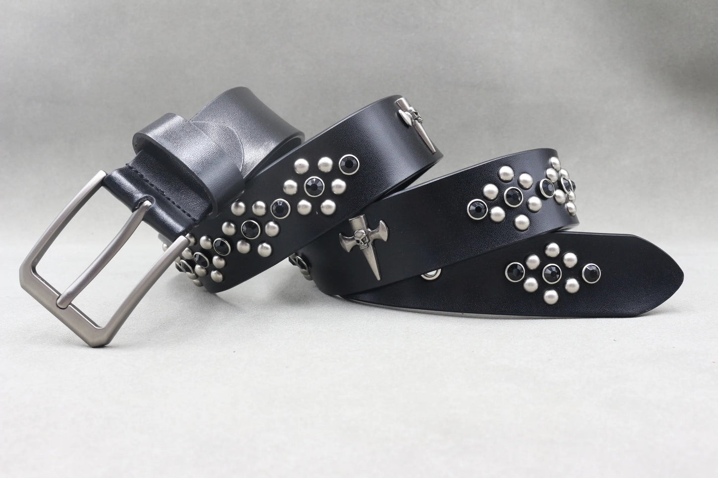Heavy Metal Punk Belt Genuine Leather Hip Hop Belts For Men Cross Rivet Jeans belt male Strap Ceinture Homme designer belt