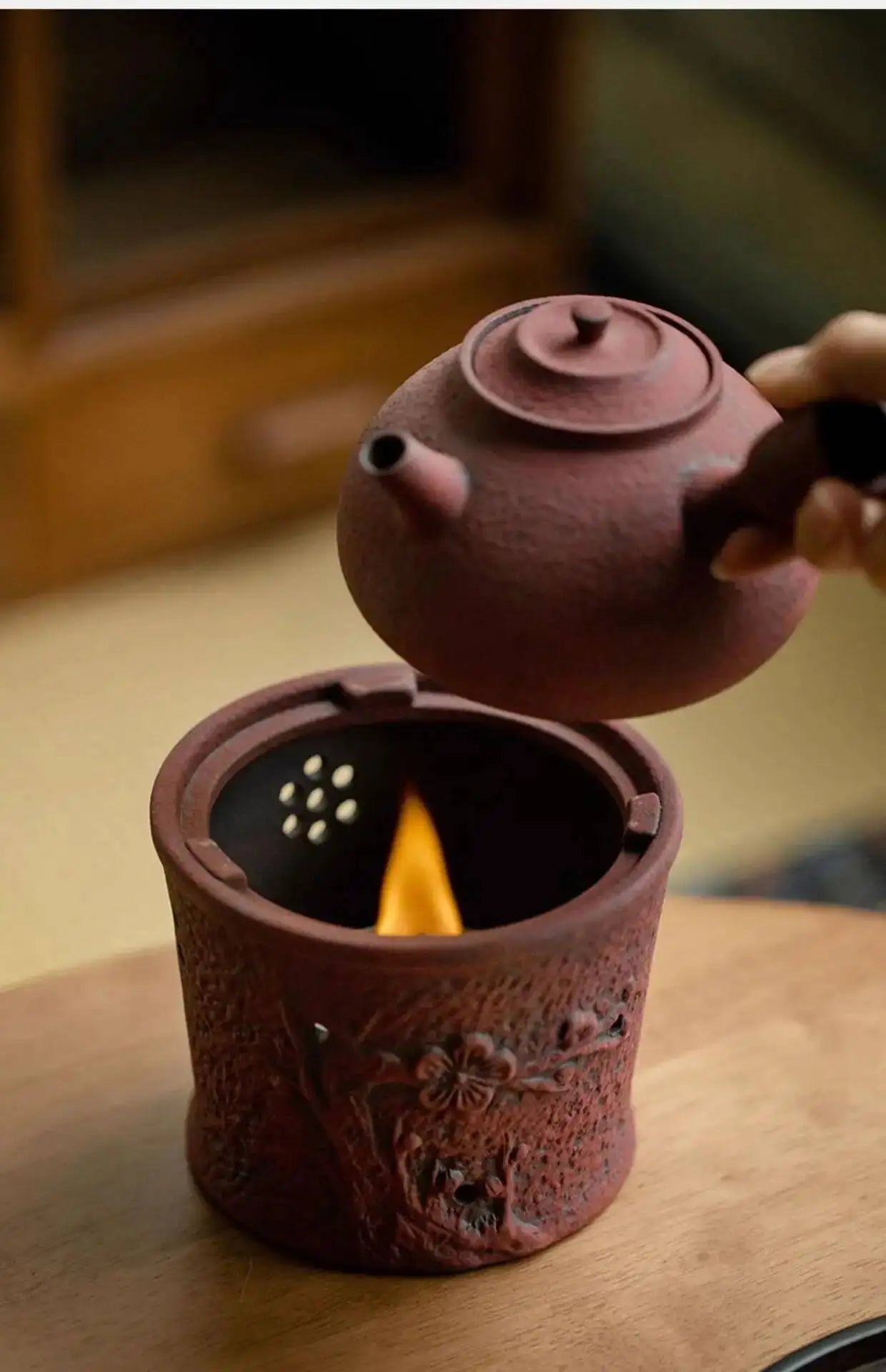 Antique Dunhuang Charcoal Tea Fire Stove Japanese Coarse Pottery Cooking Teapot Water Boiling Pottery Kettle Fire Warmer Wine