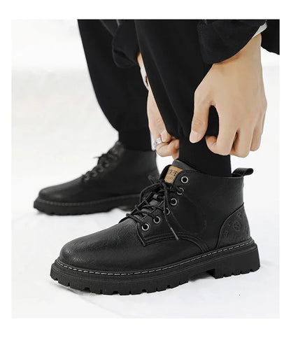 2024 New Men's Shoes High-top Leather Boots Men's Casual Fashion  Boots Retro All-match Work Shoes Fashion Desert Boots