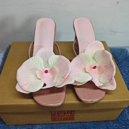 Slippers Women's shoes Heels Sandals Elegant Sexy Fashion New  Luxury Kawaii Designer Stripper shoes woman 2025 trend square toe