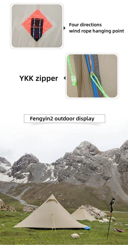 ASTA GEAR Fengyin2 Pyramid Tent Outdoor Ultralight 20D nylon Tent Camping Windproof Hiking Backpacking