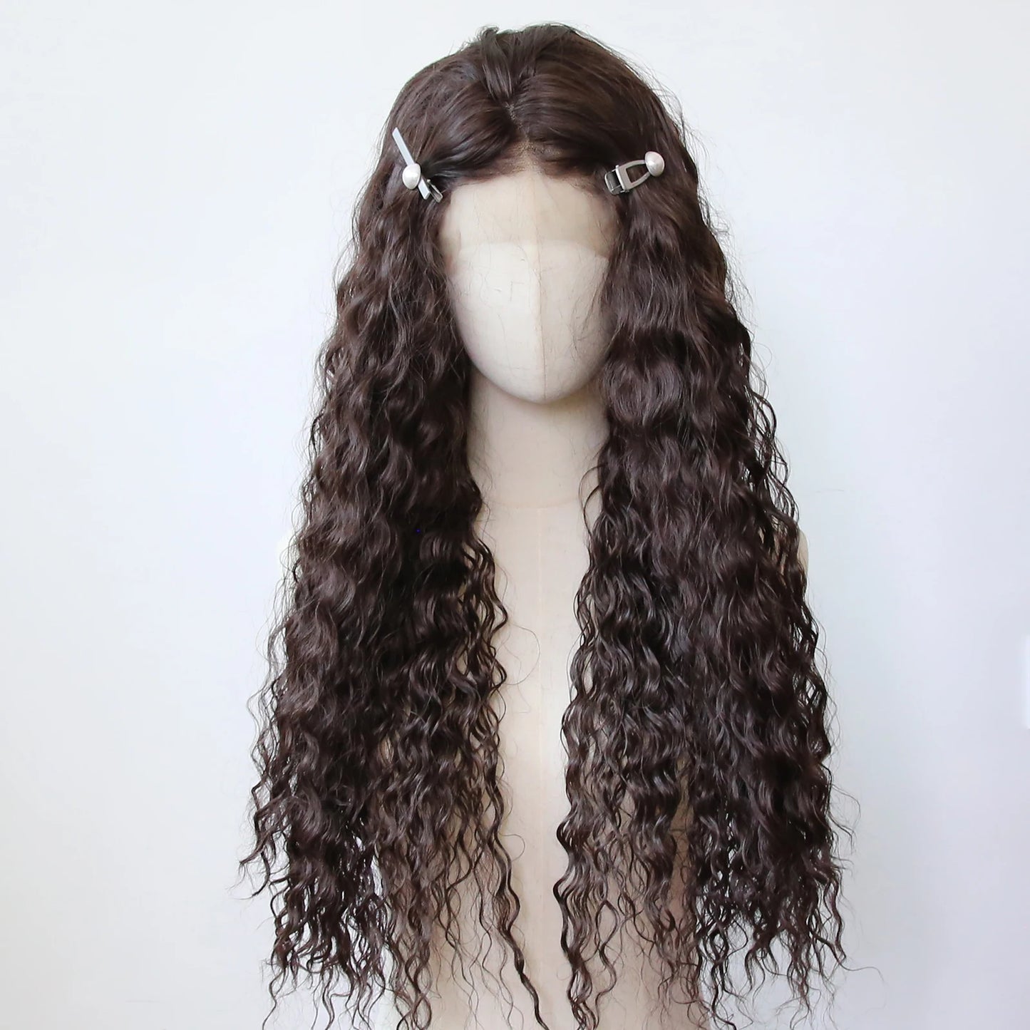 Black Romance Curly Synthetic Lace Front Wig Long Deep Curly Jet Black Lace Front Synthetic Wig Pre Plucked Natural Hairline