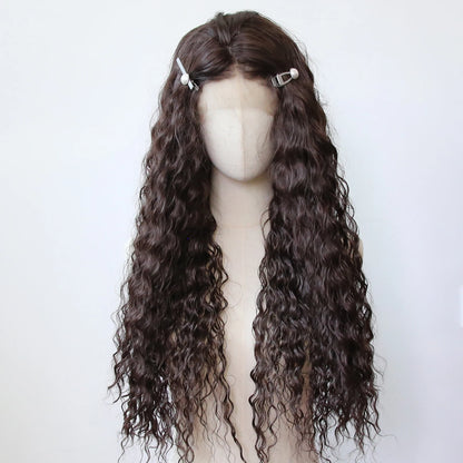 Black Romance Curly Synthetic Lace Front Wig Long Deep Curly Jet Black Lace Front Synthetic Wig Pre Plucked Natural Hairline