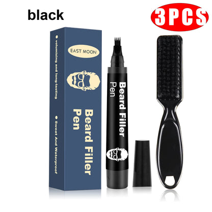 Beard Pen Filler Penci With Brush Kit Waterproof Long Lasting Repair Moustache Coloring Shaping Tools Hair Eyebrow Pencil