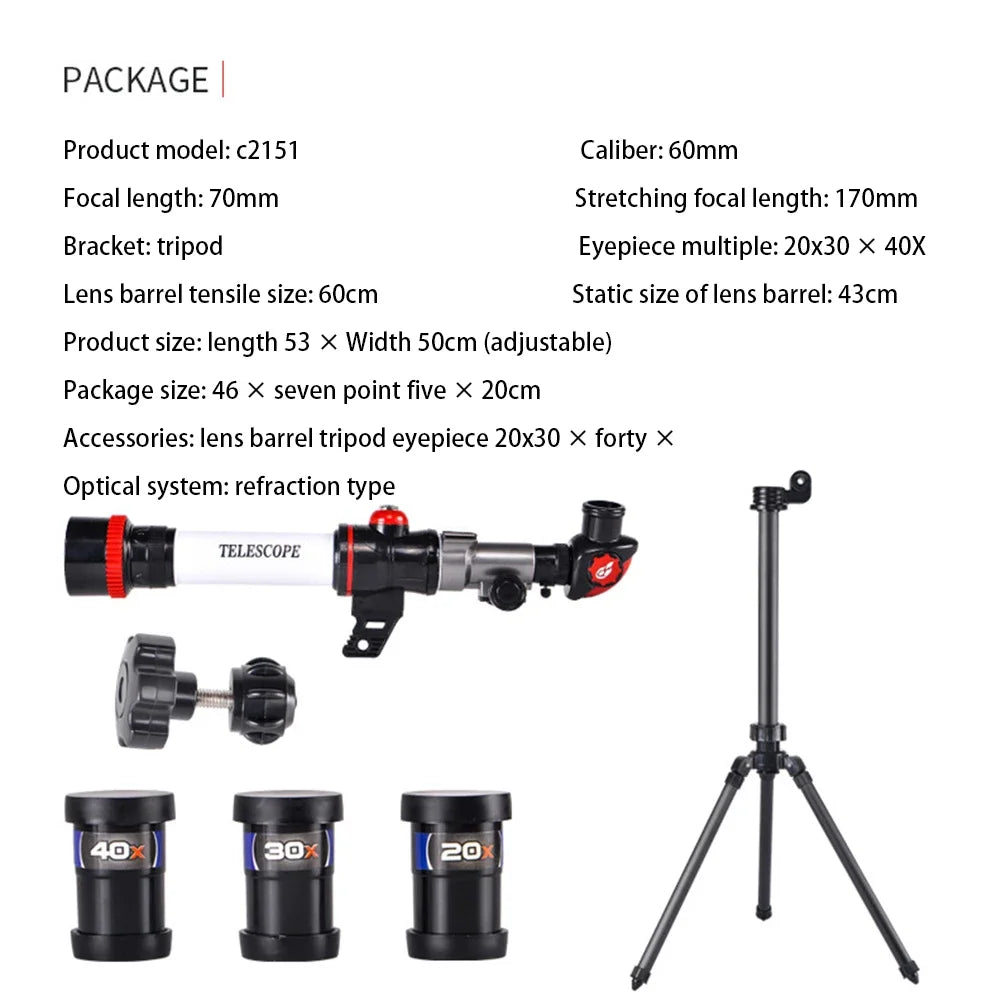 Professional Astronomical Telescope Powerful Monocular Portable HD Moon Space Planet Observation Gifts for Children