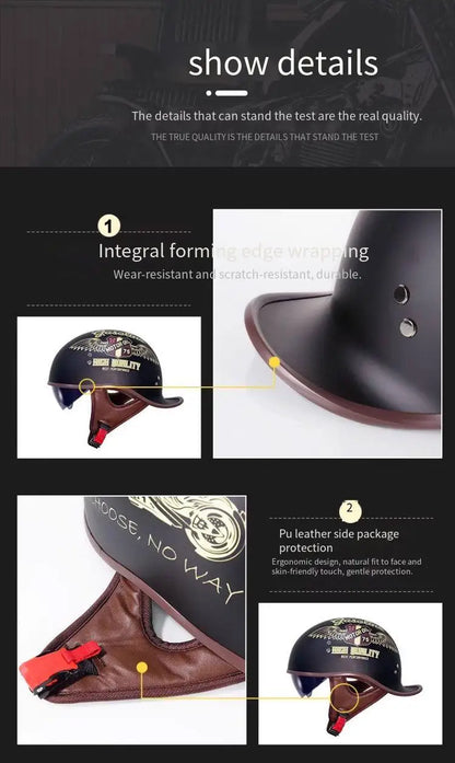 China 3C certification new motorcycle helmet retro personality cock helmet for men and women lightweight breathable half helmet.