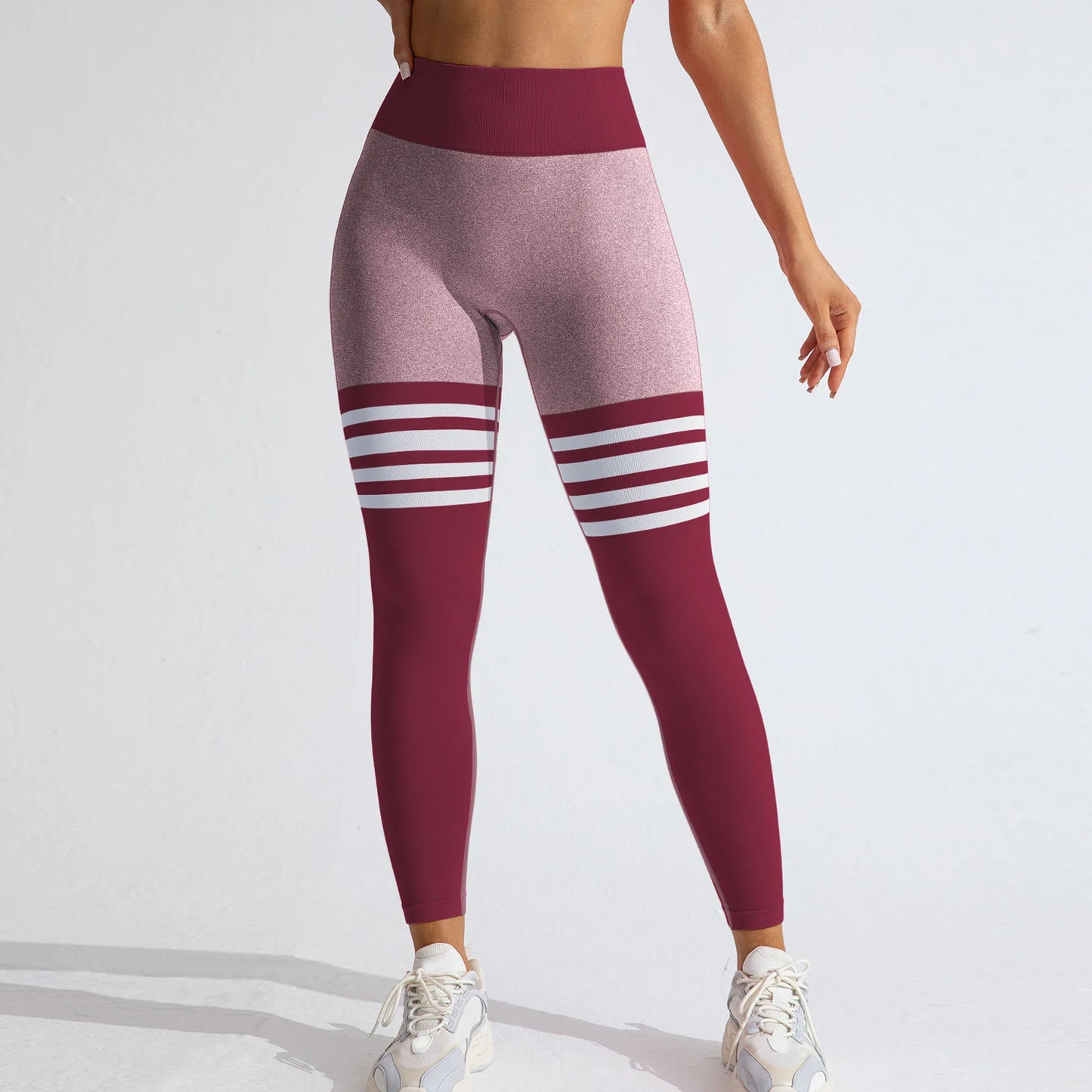 Women V Back Line Leggings Butt Lifting Gym Fitness Athletic Workout Elastic Leggins Outdoor Yoga Pants Sports Training Tights
