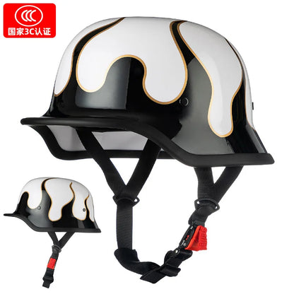 German Soldier Helmet Motorcycle for Harley Retro Half Helmet Motorcycle Helmet Summer 3C Certification Scoop Helmet Cruise Car