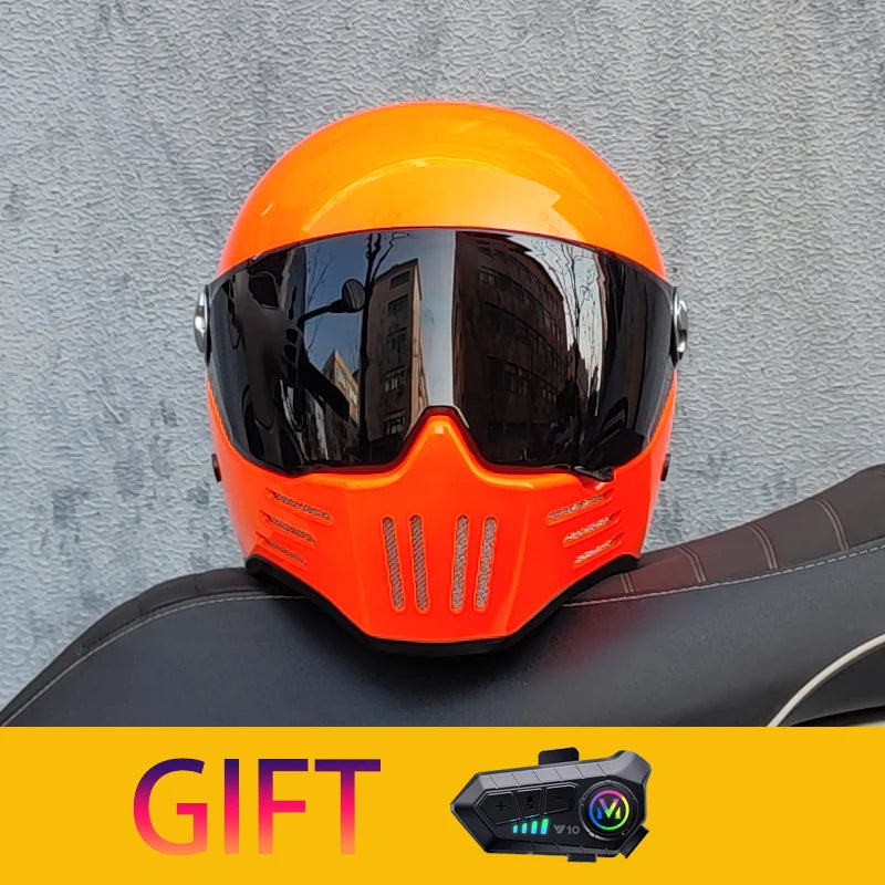 Retro motorcycle helmet Casco cruising motorcycle rider modular helmet full helmet with Bluetooth earphones included ORZ-728