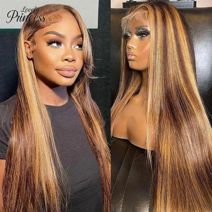 Honey Blonde 4/27 Highlight Wig 13x6 HD Lace Frontal Natural Hairline Pre-Plucked 13x4 Bone Straight Colored Lace Front Wigs