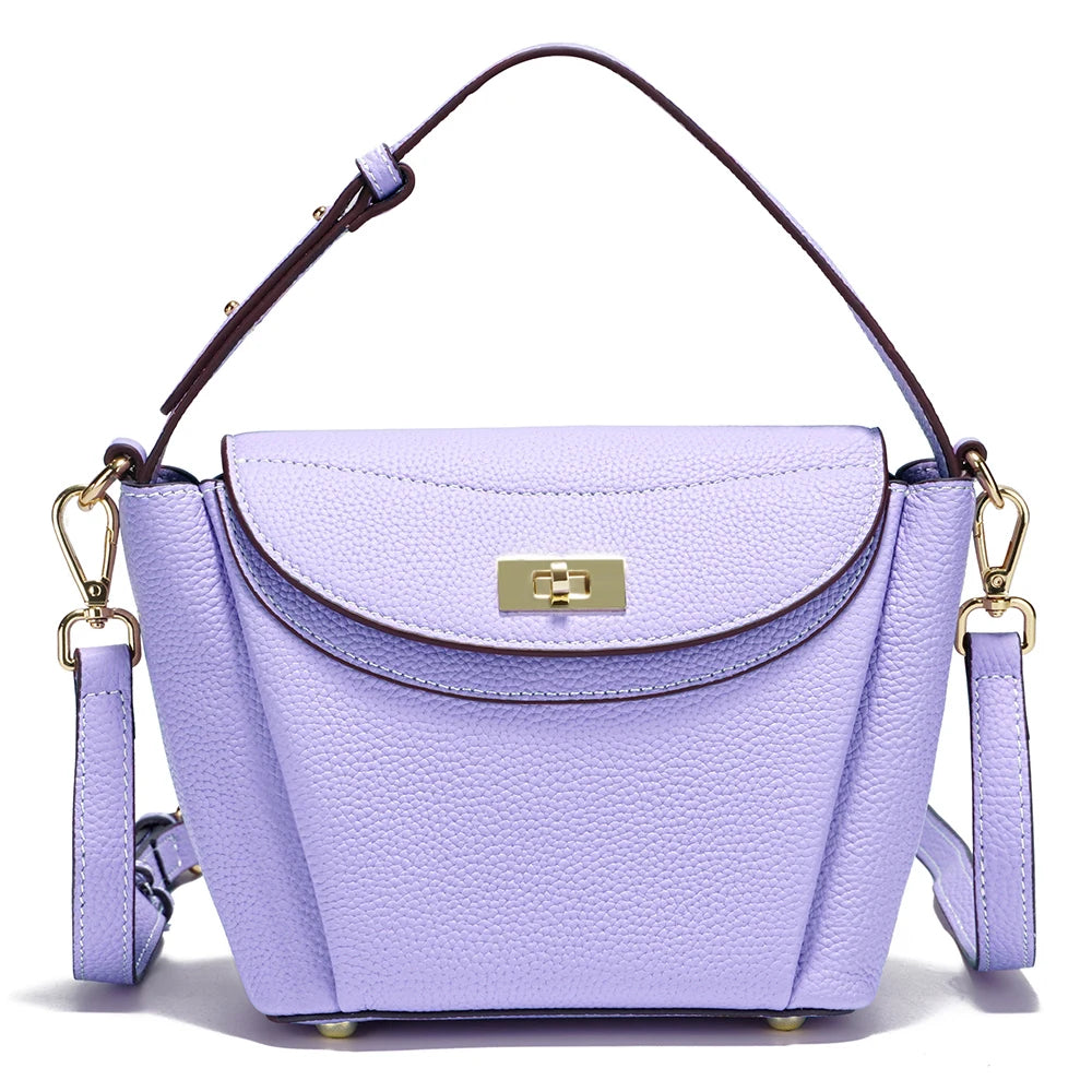 Zency Luxury Genuine Leather Tote Bag For Women Elegant High End Bag Shoulder Crossbody Handbag Top Handle Bags Noble Purple Bag