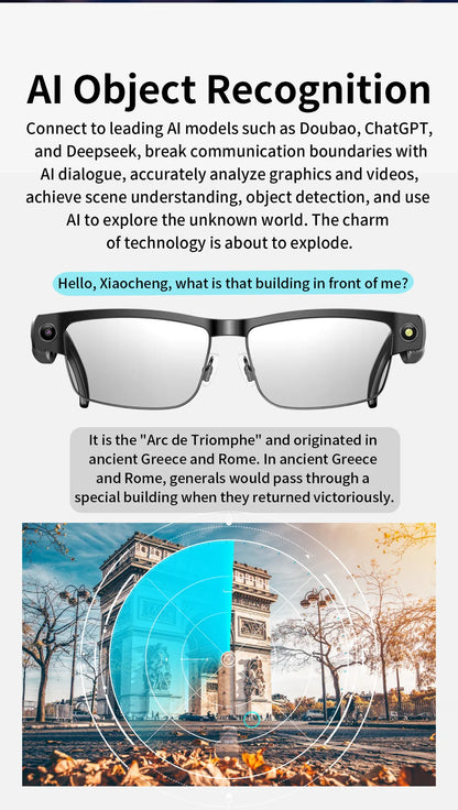 4K Smart AI Glasses 8MP Camera Recording Videos Photo Recognition Answer Translation BT Call Photochromic Sunglasses Waterproof