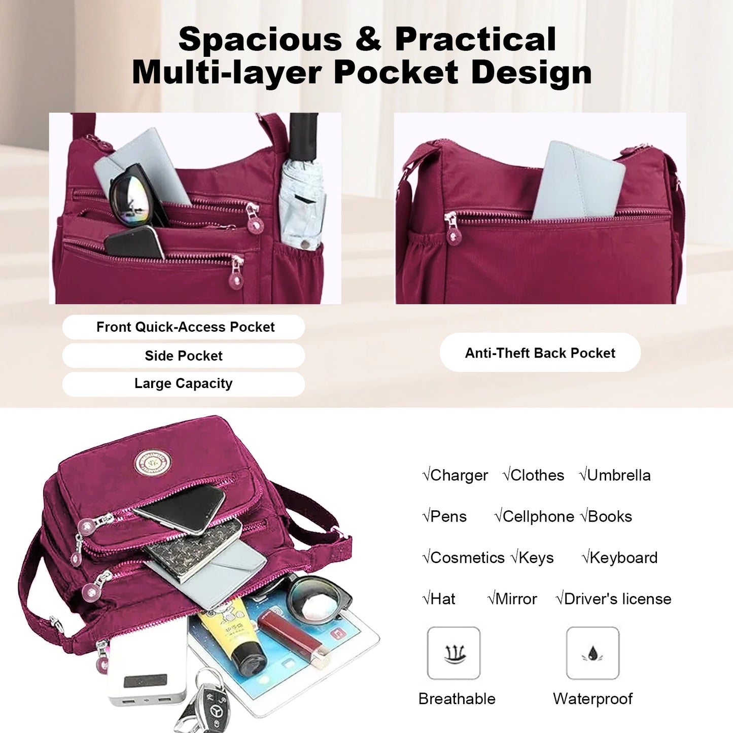 Female Shoulder Bags Waterproof Nylon Casual Crossbody Bag High quality Women Messenger Bag for Girls Hot Sales Handbags