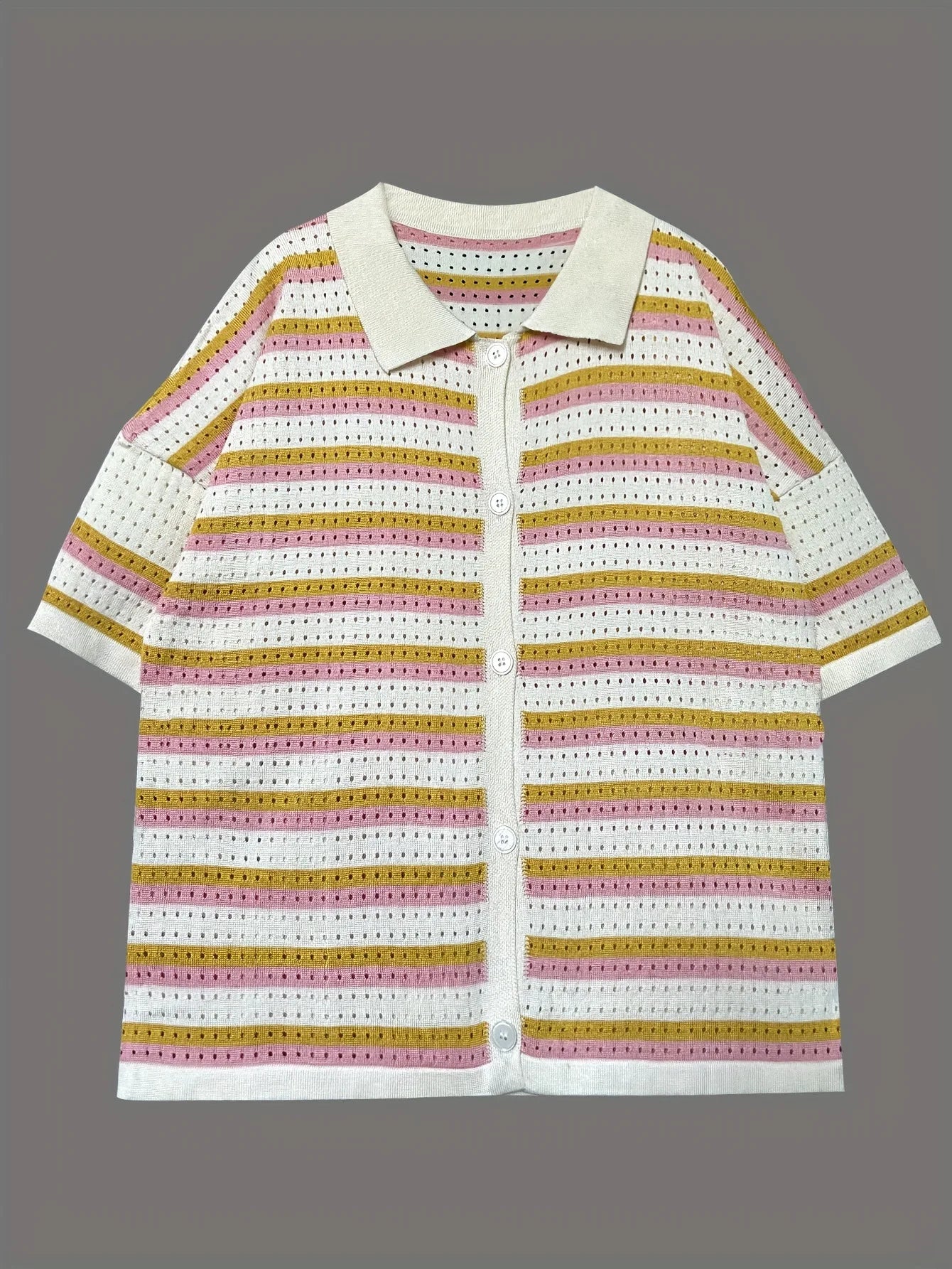 2026 Spring Summer Casual Beach Woolen Suit Fashionable Color-blocked Short-sleeved Striped Top And Loose Shorts Two-piece Set
