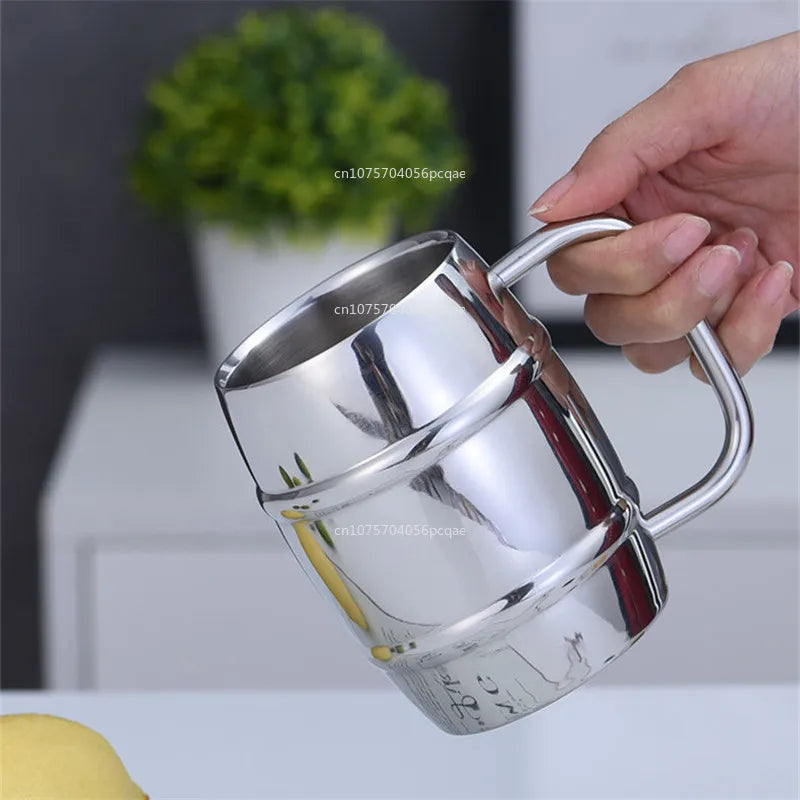 Hot Sale Double Wall Stainless Steel Beer Mug Portable Coffee Tea Cups Travel Tumbler Office Use Water Cup with Handle Drinkware