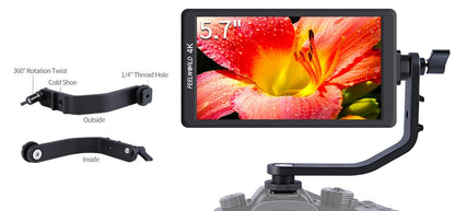 Feelworld F570 5.7" IPS 4K Full HD 1920x1080 HDMI On-camera Field Monitor with NP750 Battery + Charger for Canon Nikon Sony DSLR