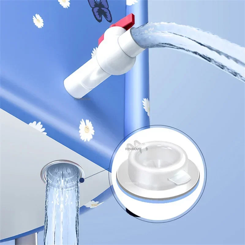 Household Triangular Bathtub Foldable Bath Bucket Swimming Pool Dual-use Portable Steam Sauna Fan-shaped Bath Barrel