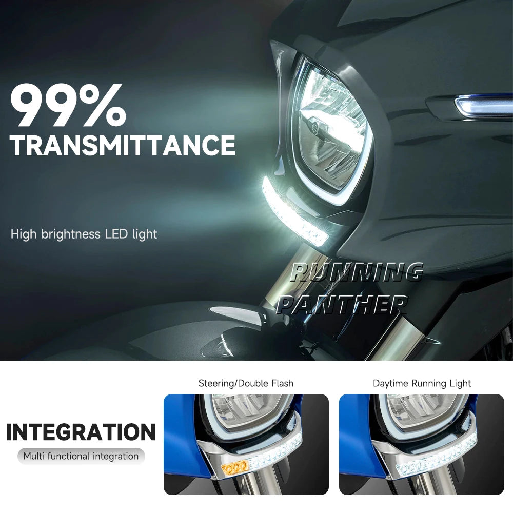 For Harley CVO Electra Street Glide Ultra FLHXU FLHX FLHXSE LED Front Lower Fairing Signal Light Turn Light Amber Lamp