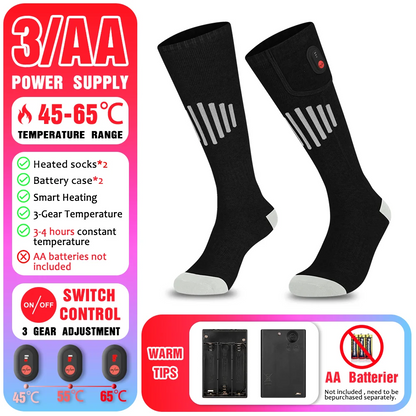 65℃ Heated Socks Winter Warm Heating Socks With Battery Case Snowmobile Electric Heated Skiing Sock Controllable Buttons outdoor