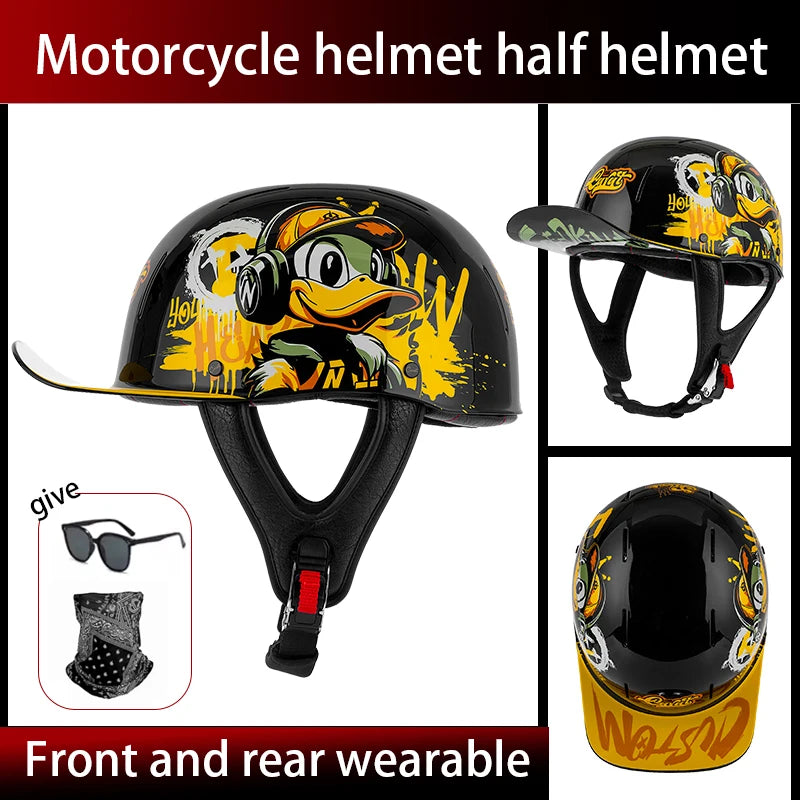 Summer breathable retro cruise motorcycle helmet for men and women electric motorcycle half helmet day American pedal scoop helm