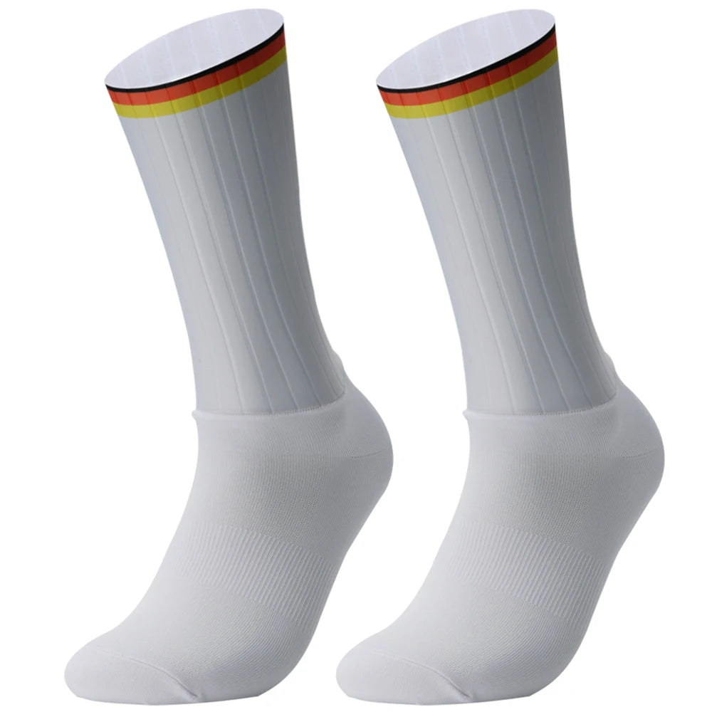 Cycling 2024 Anti Slip Whiteline Silicone Summer Aero Socks Socks Men Bicycle Sport Running Bike Socks Calcetines Ciclismo