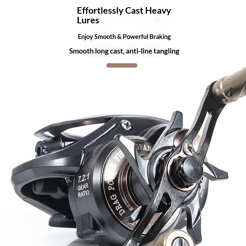 Power Fishingfans Baitcasting Fishing Reel Anti Backlash Long Casting Deep Water No Gear Sense Bait Finesse Lure Raft Angling