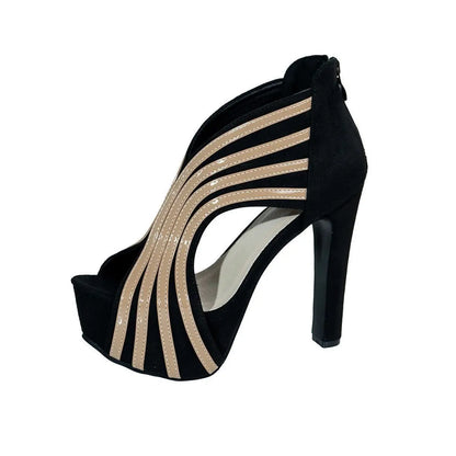 Women's Summer Sandals 2026 Sexy Open-toe High-heeled Sandals Striped Platform Stage Performance Pole Dance Shoes Woman Pumps