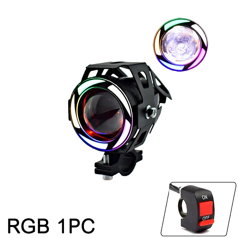 125W U7 LED Auxiliary Motorcycle Angel Eyes Headlight Explorers DRL Spotlights Bright LED Bicycle Lamp Accessories Foggers