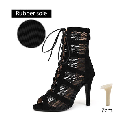 DKZSYIM Dance Boots Latin Women Ballroom Dance Shoes Ladies Girls Soft Soles Tango/Salsa Dance Shoes Sexy Thin Heel 7cm-11cm
