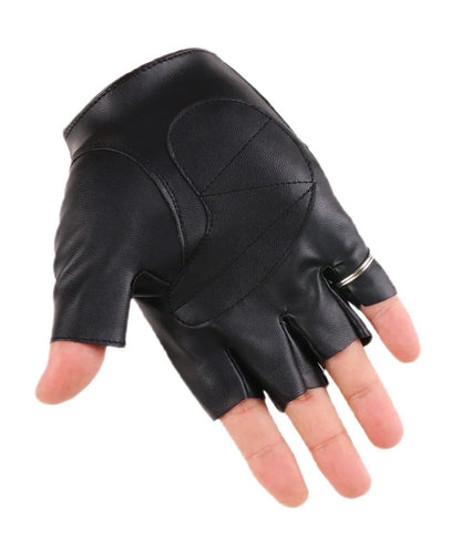 Skull Rivet Gloves Street Dance Men Fashion Punk Couple Chain Gloves Nightclub Women Waterproof PU Leather Half Finger Gloves