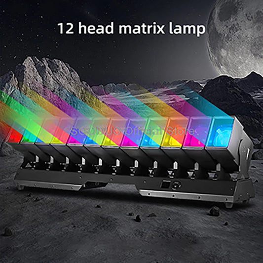 12 Heads LED Matrix Beam Light Sound Control DMX512 Effect Light Wave Swing Spotlights for Stage KTV Bar Wedding Party Lighting