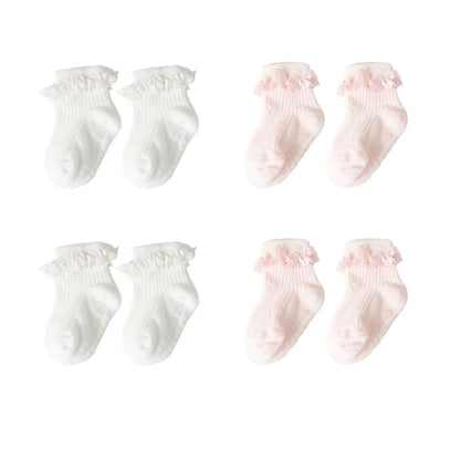 1/3/4/5pairs Cotton Pure Color Toddler Girl Lace Socks Infant Baby Girls Non-slip Socks Young Children Girl Cute Half Knee-socks