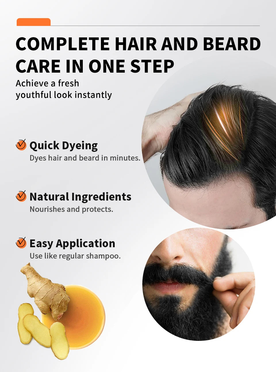 Sevich Hair Dye Shampoo 5 In 1 For Men Black Hair Dye Shampoo Beard Color Dye Cream To Cover Gray White Hair Darkening Shampoo