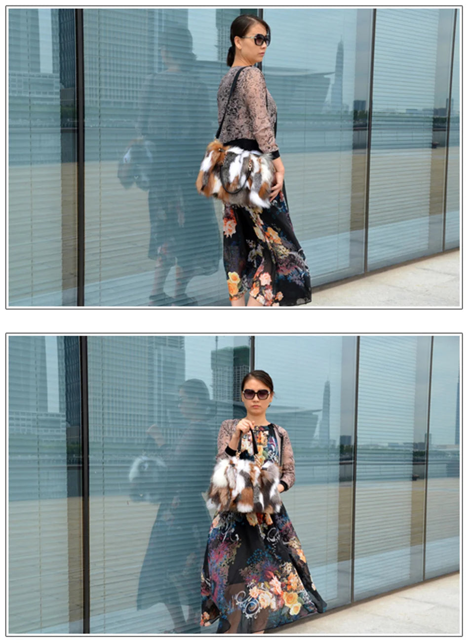 2025 New Clothing Designer Luxury Soft Fox Hair High-end Handbag Fashion Large Capacity Charm Women's Special Fur Bag