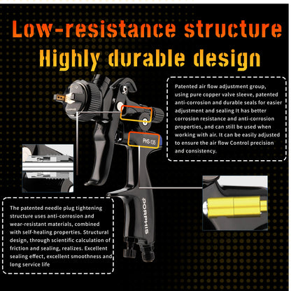Original PORPHIS Spray Gun PHS-135 1.3mm/1.8mm Nozzle  For Painting Car Aerograph Repair Spray Gun Air Tools Oil And Water Paint