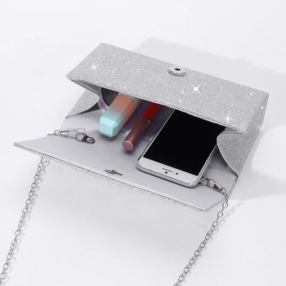 Women's Evening Shoulder Bag Bridal Clutch Party Prom Wedding Envelope Handbag Glitter Shiny Purses Sling Dating Dressy Bag