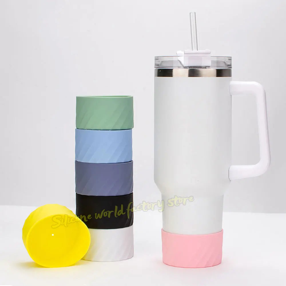 SW 40oz/30oz Silicone Cup Bottom Cover for Stanley Adventure Quencher Tumbler for IceFlow Flip Straw Water Bottle Sleeve 7.5/7CM