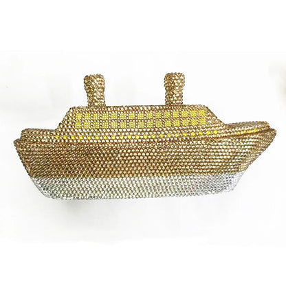 New Boat Crystals Clutch Purse RED Blue Women Gems Evening Clutch Bag Wedding Bridal Minaudiere Rhinestones Handbags and Purses