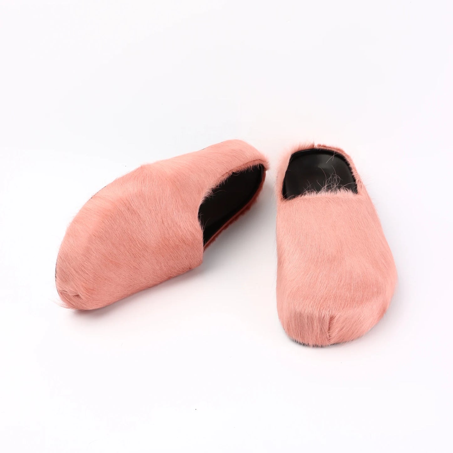 2026 Horsehair Italy Real Leather Slides fur Slippers Women Mule Runway Flats Thick Sole Leisure Luxury Designer Shoes