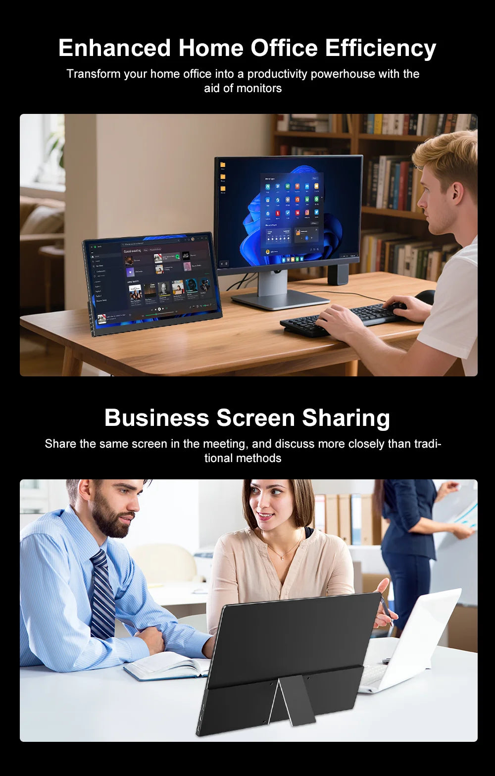HOWENS 15.6 Inch 4K Monitor IPS Display HDR 100% NTSC For Laptop Switch PS5 Xbox Phone Gaming External Screen Second Monitor NEW