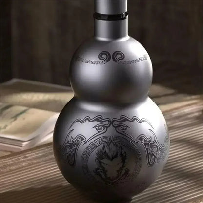 Portable Wukong Gourd Water Bottle – 500ml 304 Stainless Steel Insulated Cup, Black Game Role-Playing Decoration
