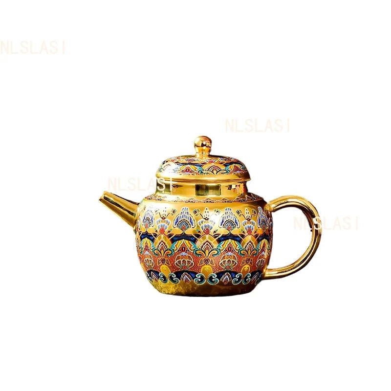 150ml Dunhuang Impression Gilded Teapot Stacked Enamel Colored Tea Infuser Household Gold Small Capacity Ball Hole Teapot
