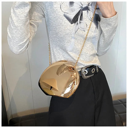 Designer Acrylic Shell Shape Clutch Bag Gold Silver Women Evening Party Bag Cute Shiny Metal Shoulder Crossbody Bags Small Purse